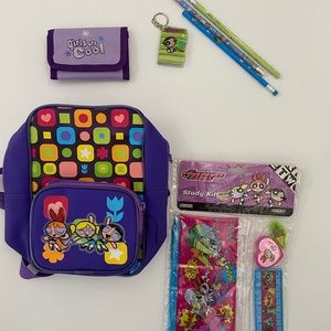 PowerPuff Girls Backpack bundle -free shipping. Backpack- wallet-study kit-